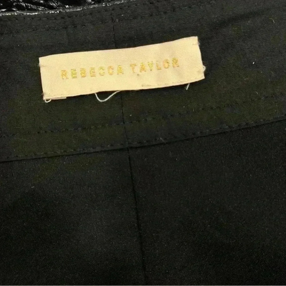 REBECCA TAYLOR black faux leather croc embossed midi skirt ruffle button 4 - Picture 3 of 6